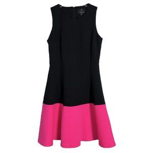 Lisa Perry Color Block Fit & Flare Crew Neck Dress Size 0